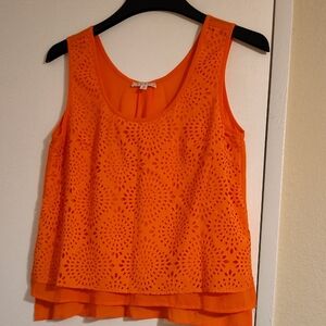 TCEC Orange Eyelet Layered Scoop Tank